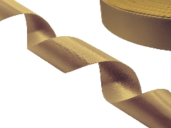 Сатиновая лента двухсторонняя c тканым краем золотистая - купить