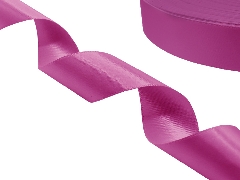Сатиновая лента двухсторонняя c тканым краем фуксия-розовая - купить