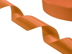 Сатиновая лента двухсторонняя c тканым краем оранжевая - купить