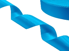 Сатиновая лента двухсторонняя c тканым краем светло-синяя - купить